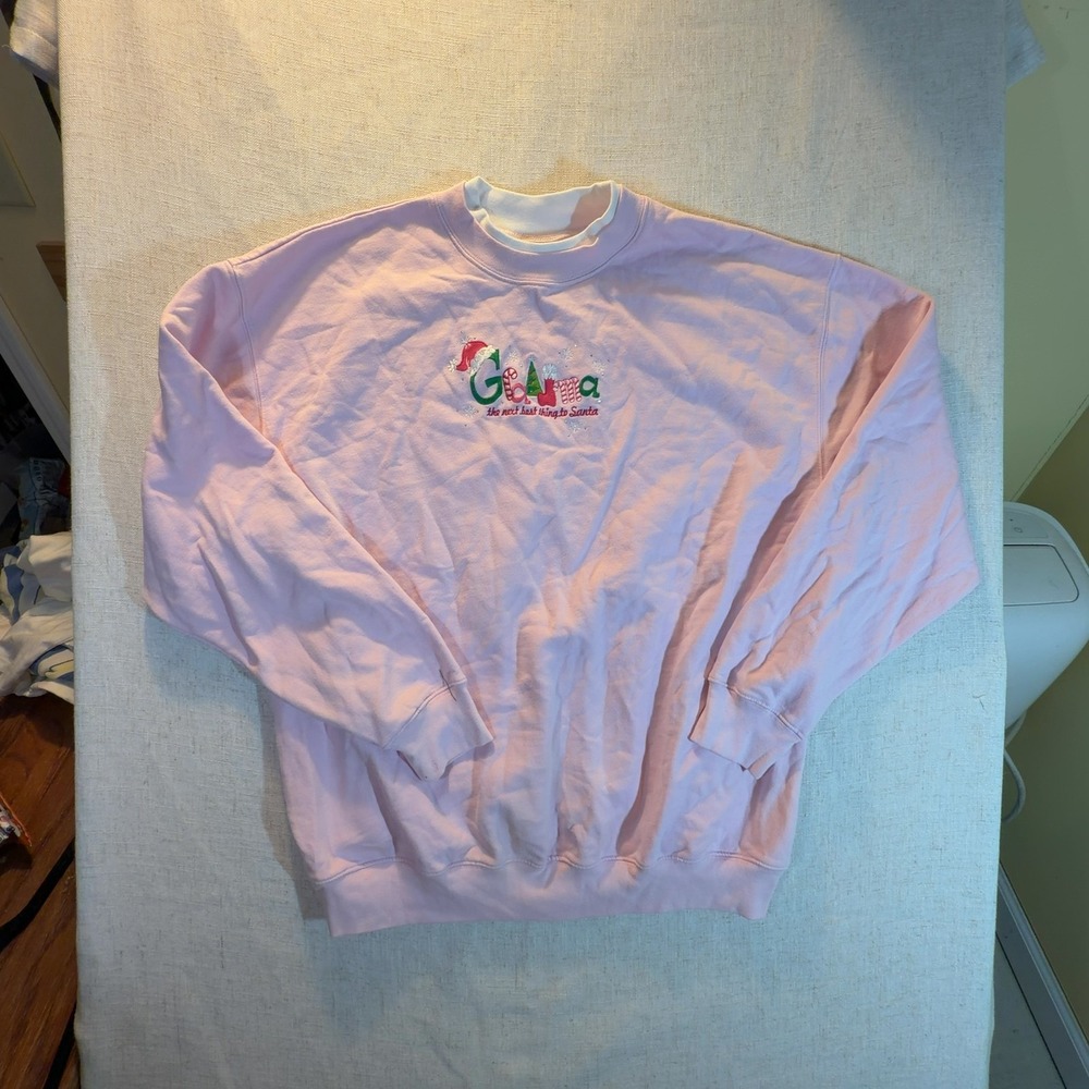 M&G Sportswear Christmas Grandma Embroidered Sweatshirt Pink Women's Size XL